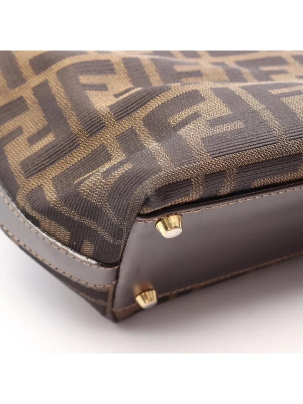 Fendi Tote Zucca Black Brown Canvas Leather